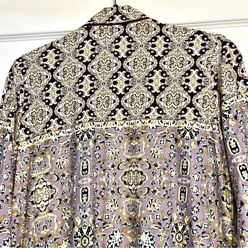 Logo Longline Duster Patchwork Boho Cardigan Kimo… - image 7